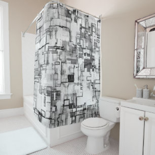 Cortina Para Chuveiro Design de Circuito Urbano Digital