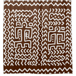 Cortina Para Chuveiro Design Primitivo Tribal Castanho