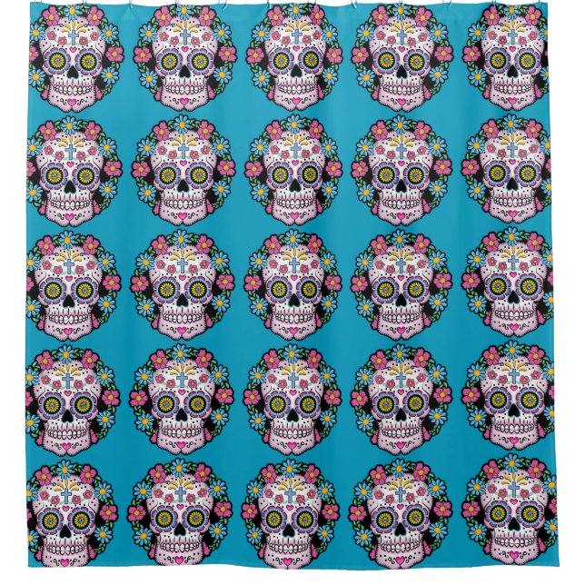 Cortina Para Chuveiro Dia de los Muertos Sugar Skull (Frente)