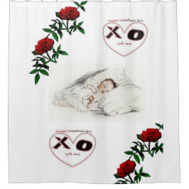 Cortina Para Chuveiro dia de os namorados branco do chuveiro