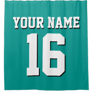 Cortina Para Chuveiro Dk Teal White Sports Jersey Team
