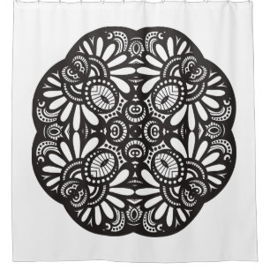 Cortina Para Chuveiro Doodle bonito do quadrado preto de Deco