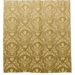 Cortina Para Chuveiro Dourado,vintage,antigo,damascos,victoriano,padrão