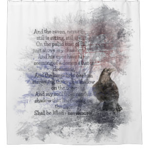 Cortina Para Chuveiro Edgar Allan Poe O Poema Raven Raven Watercolor