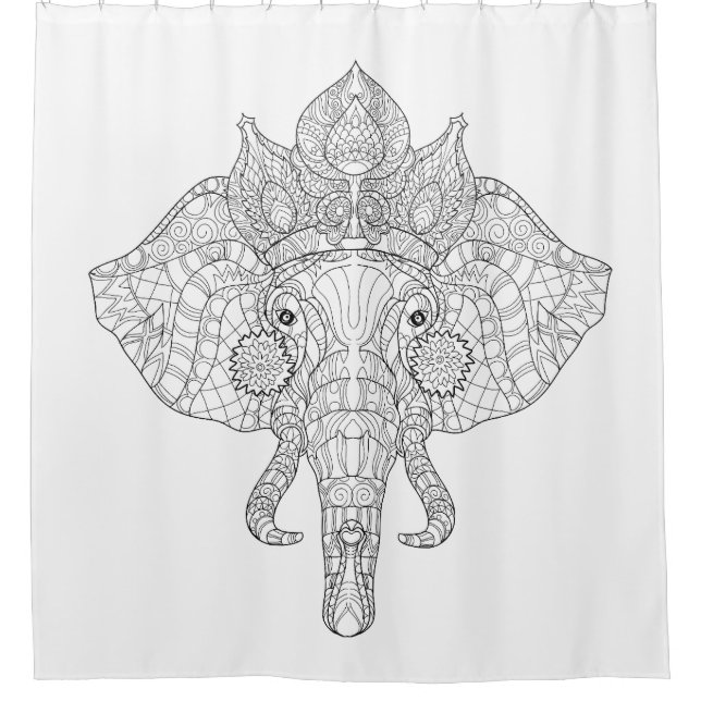 Cortina Para Chuveiro Elefante Zendoodle principal (Frente)