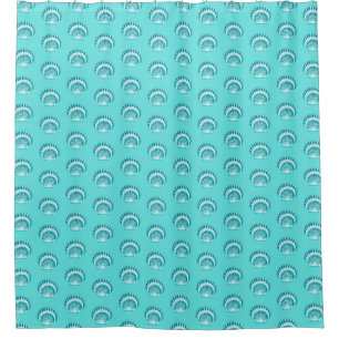 Cortina Para Chuveiro Escudos do mar - aqua e cerceta