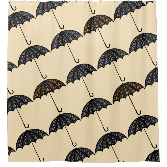 Cortina Para Chuveiro Estilístico cinzento dourado do guarda-chuva (Frente)