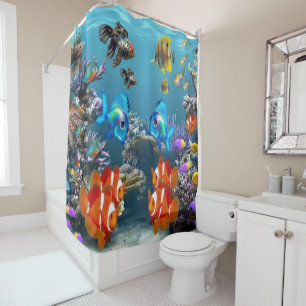 Cortina Para Chuveiro Estilo de Sealife do aquário
