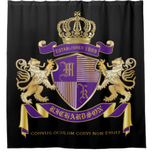 Cortina Para Chuveiro Faça seu próprio emblema da coroa do monograma d