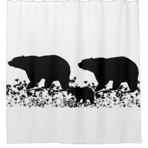Cortina Para Chuveiro Família do urso preto