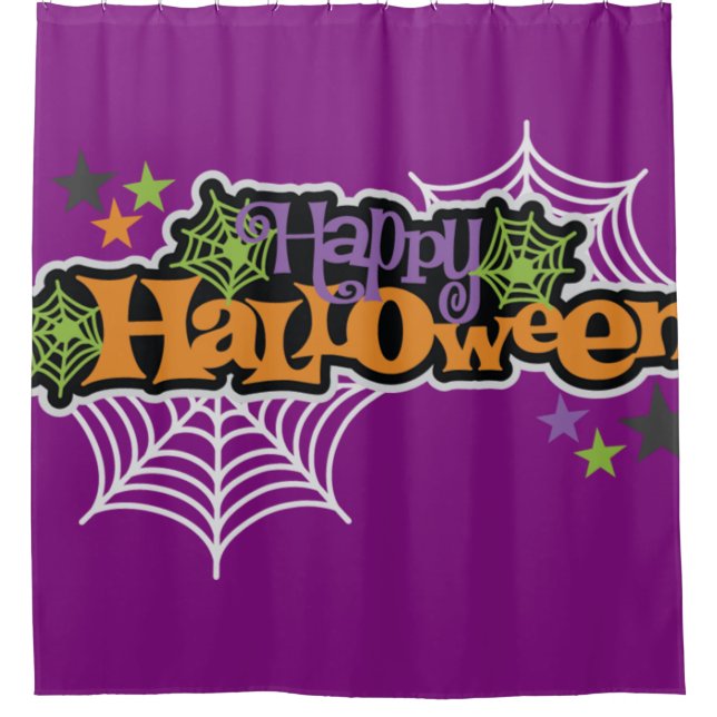 Cortina Para Chuveiro Feliz Halloween Spider Webs (Frente)