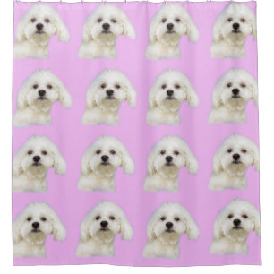 Cortina Para Chuveiro Filhote de cachorro maltês