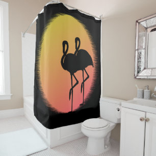 Cortina Para Chuveiro Flamingos Sunset