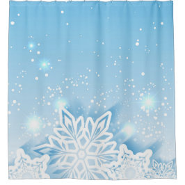 Cortina Para Chuveiro flocos de neve 3-D