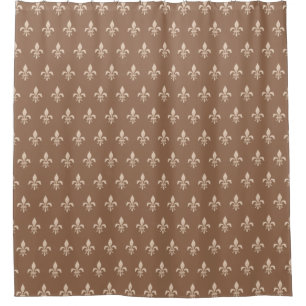 Cortina Para Chuveiro Flor de lis no bege claro no Taupe Tan