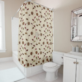 Cortina Para Chuveiro Flores bonito De Folhas Florais, Creme Beige