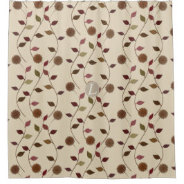 Cortina Para Chuveiro Flores bonito De Folhas Florais, Creme Beige