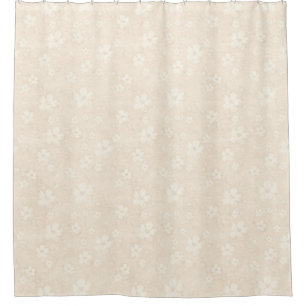 Cortina Para Chuveiro Floresce o teste padrão do creme do pastell + sua