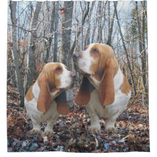 Cortina Para Chuveiro Floresta Basset Hound