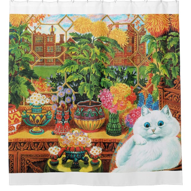 Cortina Para Chuveiro Flower Lovers Cat, Louis Wain (Frente)