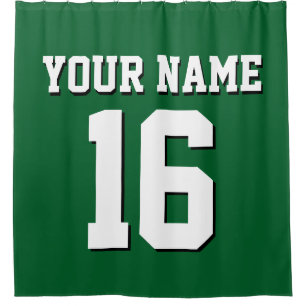 Cortina Para Chuveiro Forest Green White Sports Jersey Team