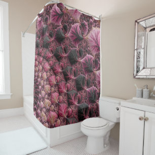 Cortina Para Chuveiro Fractal Rosa