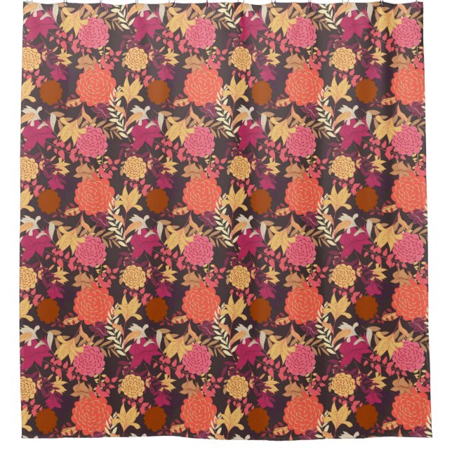 Cortina Para Chuveiro Fundo floral 2 (Frente)