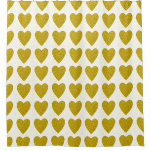 Cortina Para Chuveiro Fundo Personalizado de Corações Dourados Personali