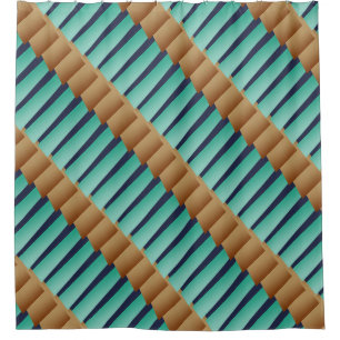 Cortina Para Chuveiro Gamas Geométricas/Tan Turquesa e Azul