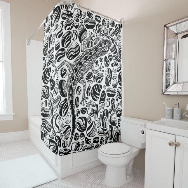 Cortina Para Chuveiro Gecko e seixos (In Situ)