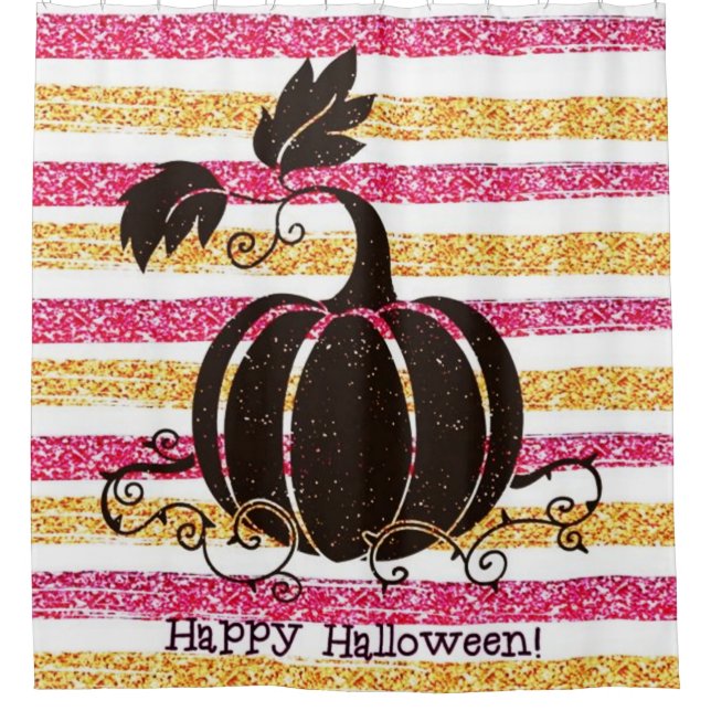 Cortina Para Chuveiro Glitter Happy Halloween (Frente)