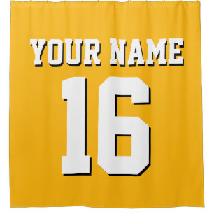 Cortina Para Chuveiro Goldenrod White Sports Team Jersey