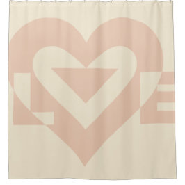 Cortina Para Chuveiro Gráfico de Amor Bonito, Creme Beige