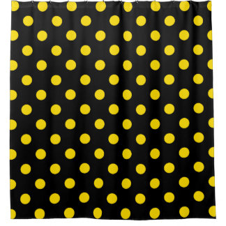 Cortina Para Chuveiro Grandes bolinhas - amarelo dourado no preto