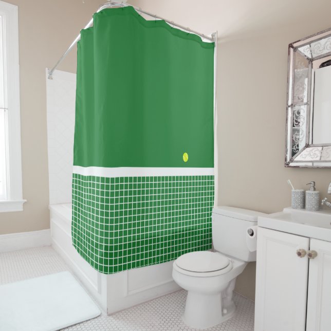 Cortina Para Chuveiro Grass ~ Tênis Court com Ball (In Situ)