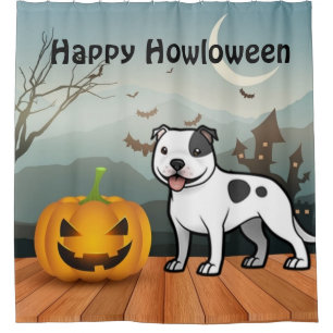 Cortina Para Chuveiro Happy Howloween Staffordshire Bull Terrier