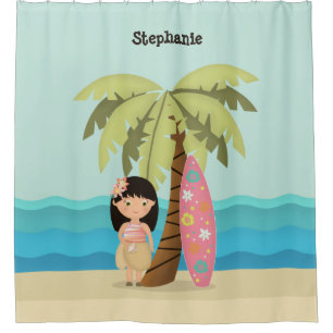 Cortina Para Chuveiro Havaiana Surfer Girl