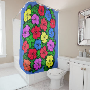 Cortina Para Chuveiro Hibiscus & Monstera #4