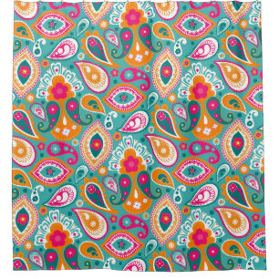 Cortina Para Chuveiro Hippy retro chique Paisley de Boho