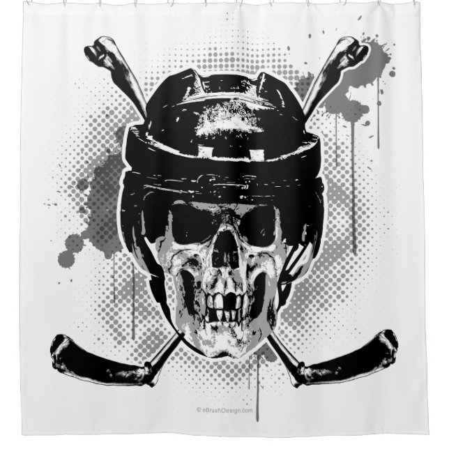 Cortina Para Chuveiro Hockey Skull (Frente)