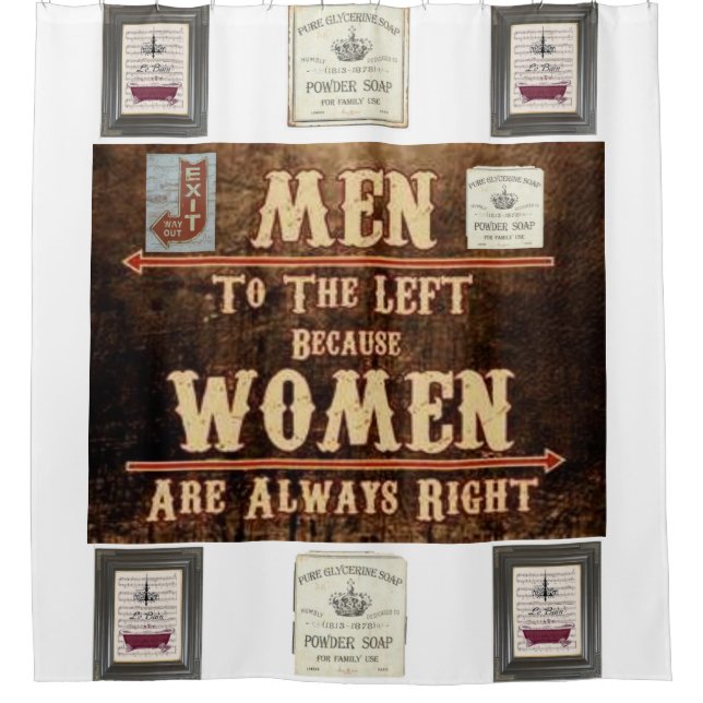 Cortina Para Chuveiro homens mulheres saem do chuveiro cortina branca (Frente)