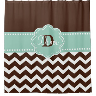 Cortina Para Chuveiro Hortelã Chevron de Brown personalizado