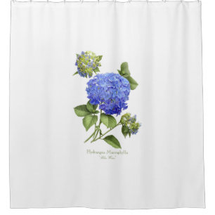 Cortina Para Chuveiro Hydrangeas azuis