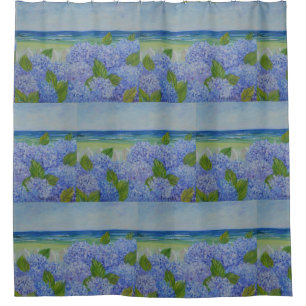 Cortina Para Chuveiro Hydrangeas pelo mar