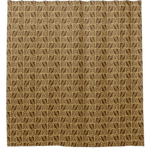 Cortina Para Chuveiro Ikat Aztec Tribal - Chocolate Castanho e Tan