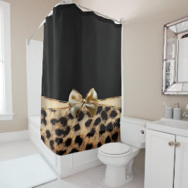 Cortina Para Chuveiro Impressão Animal Leopardo Guepardo Arco Preto & Ou