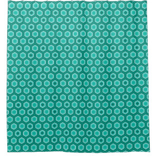 Cortina Para Chuveiro Impressão, cerceta, Aqua e branco sextavados do