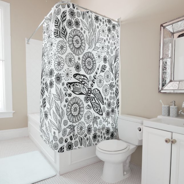 Cortina Para Chuveiro Jardim de Dragonfly (In Situ)