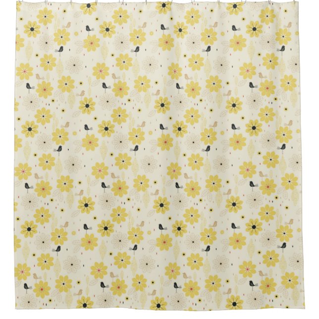 Cortina Para Chuveiro Jardim do pássaro (Frente)