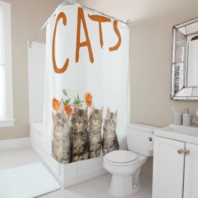 Cortina Para Chuveiro Kitten da Cortina do chá (In Situ)